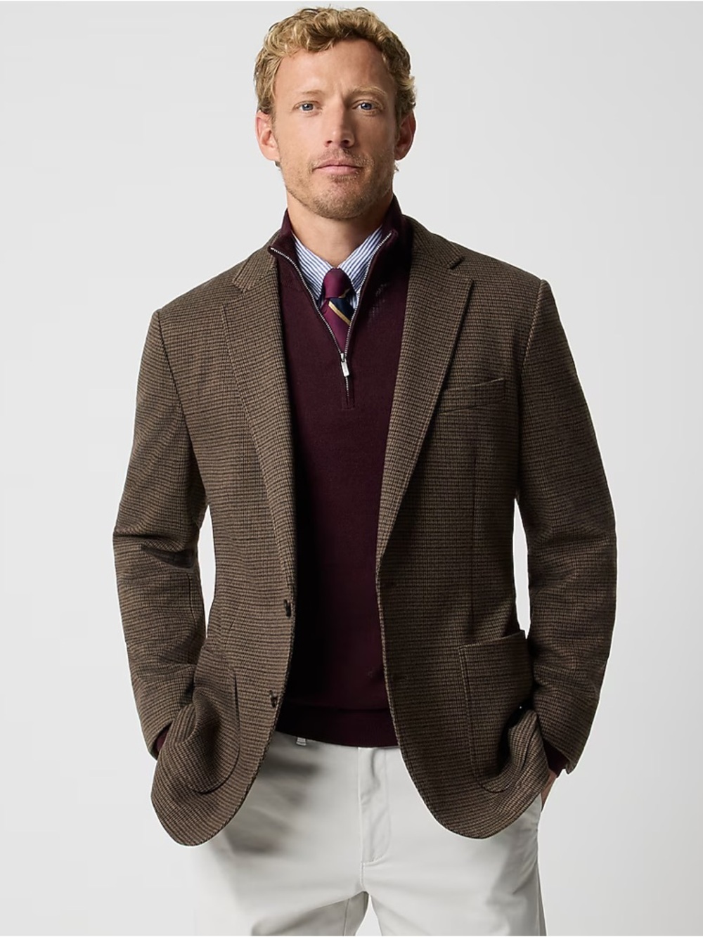 J. Crew Factory Thompson Classic-Fit Double-Knit Blazer Houndstooth Size 44R